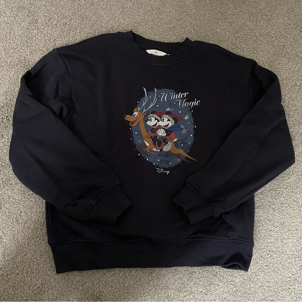 H&M Disney Christmas Winter Navy Sweatshirt
